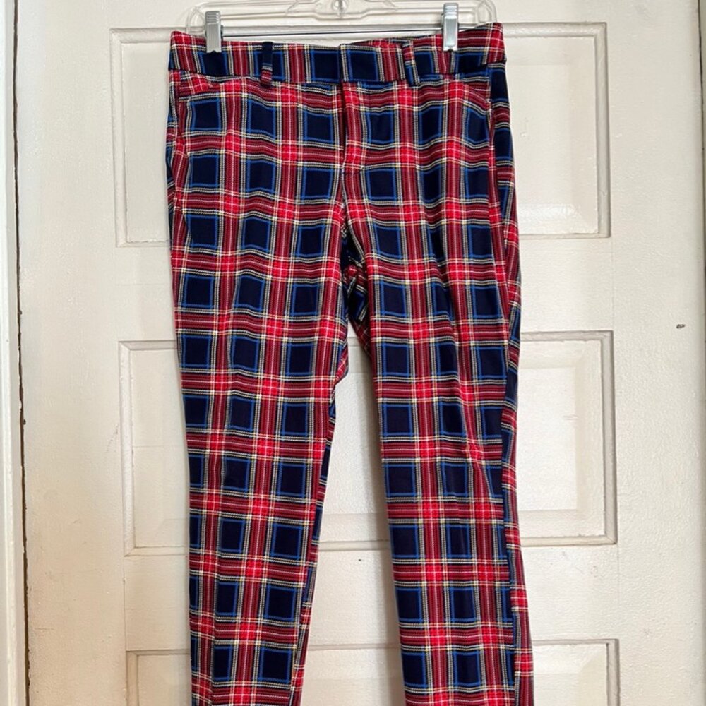 Old Navy High-Rise Pixie in Red Plaid, sz 6P